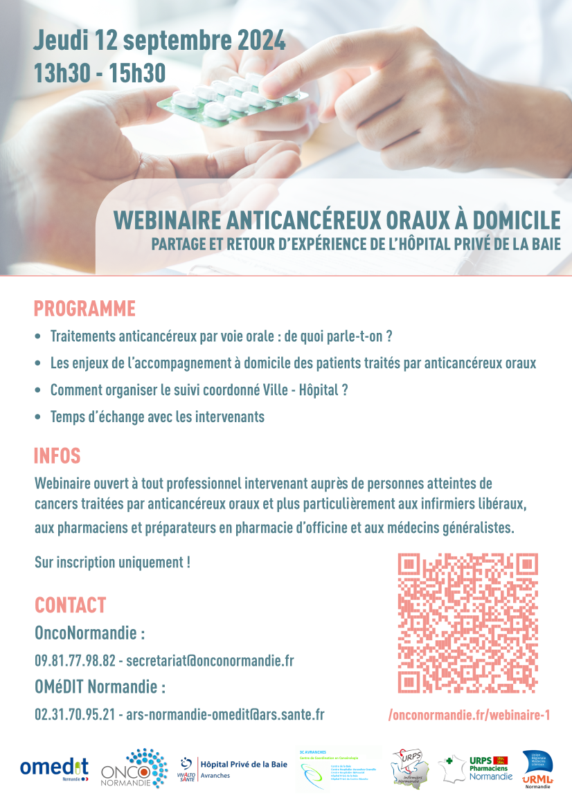 Webinaire anticancéreux oraux à domicile - le 12/09/2024 à 13h00